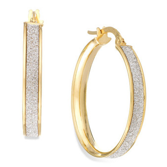 Glitter Hoop Earrings in 14k Gold (20mm)