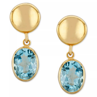 Blue Topaz Disc Drop Earrings (3-1/5 ct. t.w.) in 14k Gold (Also in Peridot)