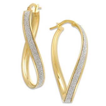 Glitter Wavy Hoop Earrings in 14k Gold