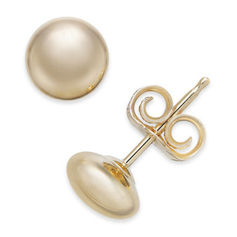 14k Gold Earrings, Flat Ball Stud (5mm)