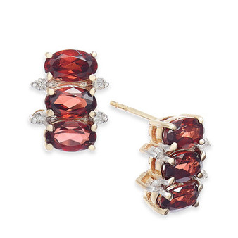 Garnet (4-3/8 ct. t.w.) & Diamond (1/10 ct. t.w.) Drop Earrings in 14k Gold