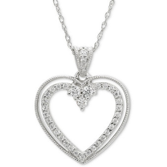 Diamond Open Heart 18" Pendant Necklace (1/5 ct. t.w.) in 14k White Gold