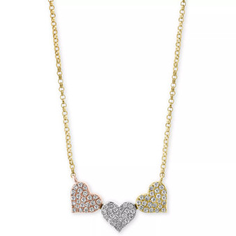 EFFY® Diamond Pavé Triple Heart Pendant Necklace (1/4 ct. t.w.) in 14k Gold, White Gold & Rose Gold or 14k White Gold