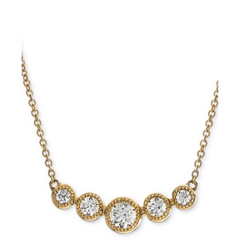 Diamond Milgrain Bezel 18" Collar Necklace (1/2 ct. t.w.) in 14k Gold