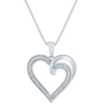 Diamond Heart 18" Pendant Necklace (1/10 ct. t.w.) in Sterling Silver