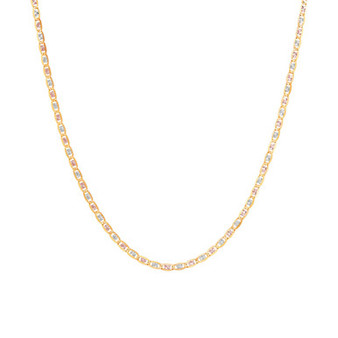 Tricolor Valentino 18" Chain Necklace in 14k Gold, White Rhodium-Plate & Rose Rhodium-Plate