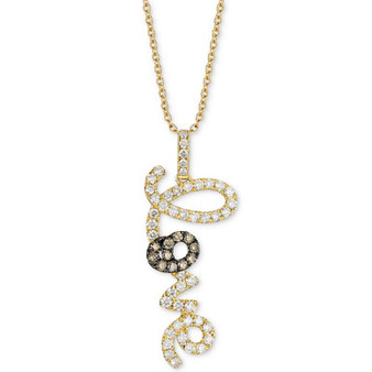Nude Diamond (3/4 ct. t.w.) & Chocolate Diamond (1/5 ct. t.w.) LOVE Pendant Necklace in 14k Gold