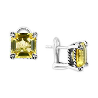 EFFY® Lemon Quartz (8-1/20 ct. t.w.) & Diamond (1/20 ct. t.w.) Stud Earrings in Sterling Silver