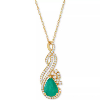 Ruby (1-1/3 ct. t.w.) & Diamond (1/5 ct. t.w.) Pear Swirl 18" Pendant Necklace in 14k Gold (Also in Emerald and Sapphire)