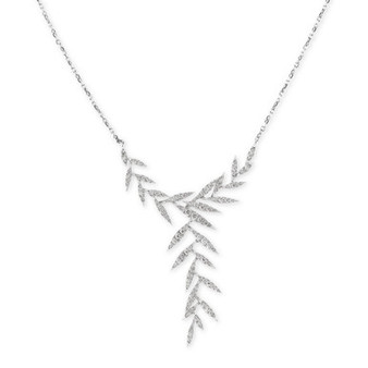 EFFY® Diamond Leaf 20" Statement Necklace (1-1/10 ct. t.w.) in 14k White Gold