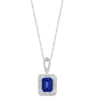 EFFY® Tanzanite (2-1/10 ct. t.w) & Diamond (1/4 ct. t.w.) Halo 18" Pendant Necklace in 14k White Gold