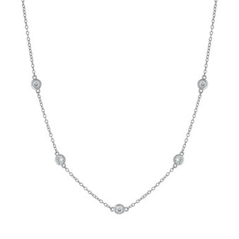 Cubic Zirconia Station Statement Necklace in Sterling Silver, 16" + 2" extender, Created for Macy's