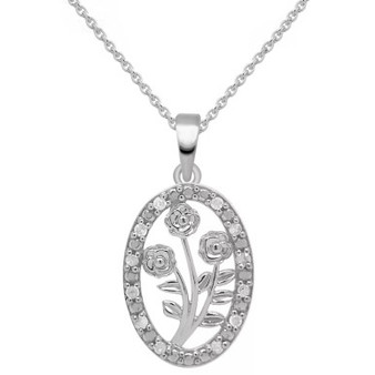 Diamond Bouquet 18" Pendant Necklace (1/10 ct. t.w.) in Sterling silver or Sterling Silver & 14k Gold-Plate