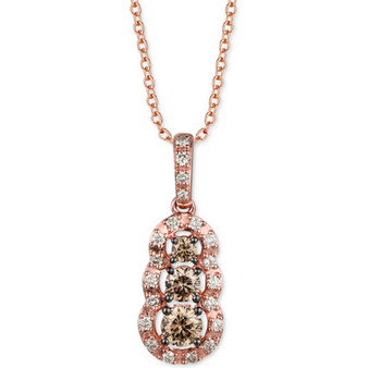 Chocolate Diamond (3/8 ct. t.w.) & Nude Diamond (1/5 ct. t.w.) Graduated 18" Pendant Necklace in 14k Rose Gold
