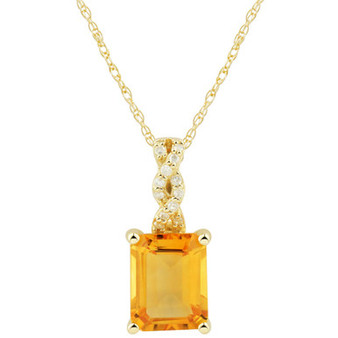 Citrine (2-1/6 ct. t.w.) & Diamond (1/20 ct. t.w.) Braided Bale 18" Pendant Necklace in 14k Gold