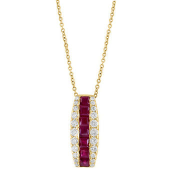 EFFY® Ruby (1-1/5 ct. t.w.) & Diamond (1/2 ct. t.w.) Vertical 18" Pendant Necklace in 14k Gold