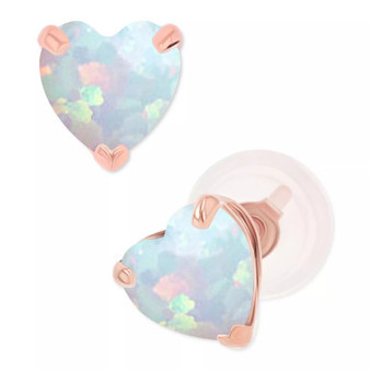 Lab-Created Opal Heart Stud Earrings (3/8 ct. t.w.) in Sterling Silver