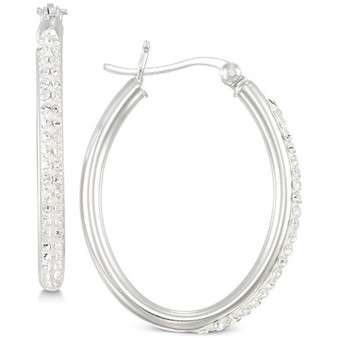 Crystal Hoop Earrings in Sterling Silver