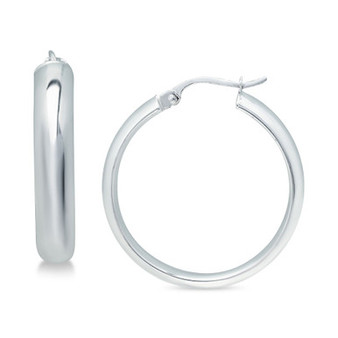 Medium Polished Hoop Earrings in Sterling Silver, 35mm, Created for Macy's