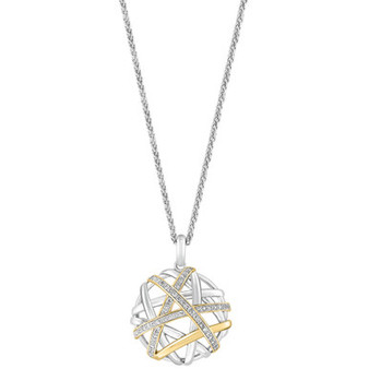 EFFY® Diamond Intertwining 18" Pendant Necklace (1/4 ct. t.w.) in Sterling Silver & 14k Gold-Plate
