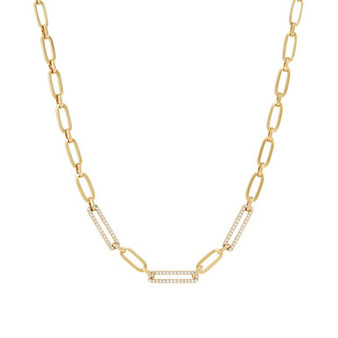 Diamond Pavé Link 16" Statement Necklace (1/2 ct. t.w.) in 14k Gold