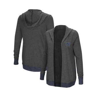 Women's Heathered Charcoal Notre Dame Fighting Irish Steeplechase Open Cardigan with Hood