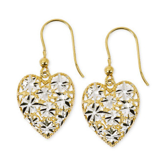 Openwork Filigree Heart Drop Earrings in Sterling Silver & 18k Gold-Plate, Created for Macy's
