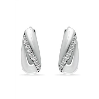 Cubic Zirconia Huggie Hoop Earrings, Sterling Silver or 18K Gold over Silver