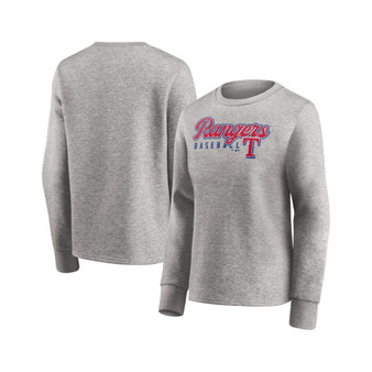 Women's Heathered Gray Texas Rangers Crew Pullover Sweater