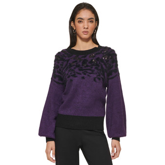 Women's Flocked Chenille Sequin Sweater