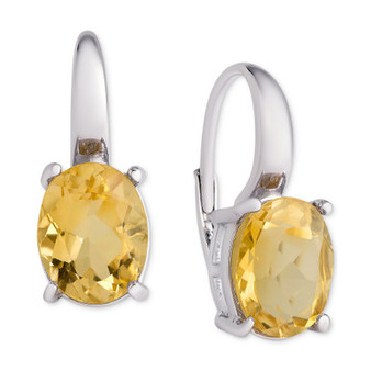 Citrine Oval Leverback Earrings (4-3/4 ct. t.w.) in Sterling Silver