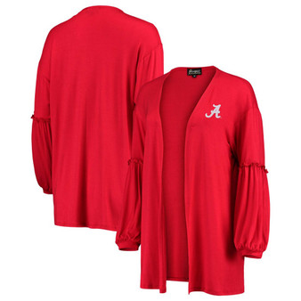 Women's Crimson Alabama Crimson Tide Offset Bubble Sleeve Cardigan
