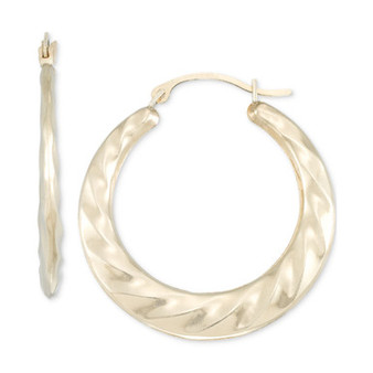 Round Swirl Hoop Earrings in 10k Yellow Gold