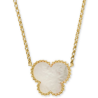 EFFY® Mother-of-Pearl Butterfly 18" Pendant Necklace in 14k Yellow Gold