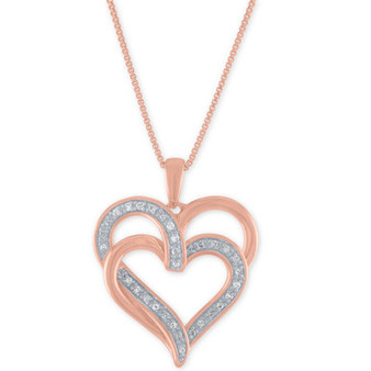 Diamond Overlap Heart 18" Pendant Necklace (1/10 ct. t.w.) in 14k Rose Gold-Plated Sterling Silver