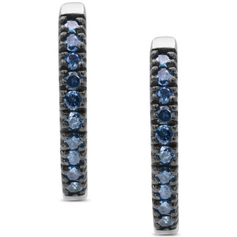Blue Diamond Huggie Hoop Earrings (1/2 ct. t.w.) in Sterling Silver