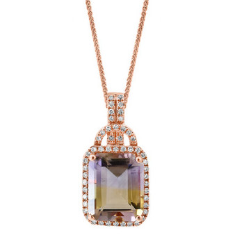 Ametrine (4-1/2 ct. t.w.) & Diamond (1/5 ct. t.w.) 18" Pendant Necklace in 14k Rose Gold