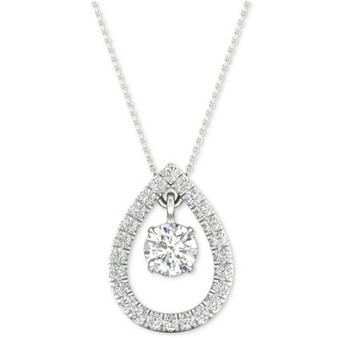 Diamond Orbital Halo Teardrop Pendant Necklace (1/4 ct. t.w.) in 10k White Gold, 16" + 2" extender