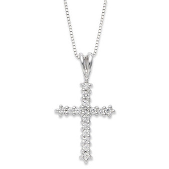 Diamond Cross Pendant Necklace in 14k White Gold (1/4 ct. t.w.)