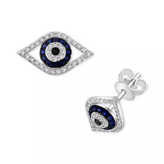 EFFY® Sapphire (1/6 ct. t.w.) & Diamond (1/5 ct. t.w.) Evil Eye Stud Earrings