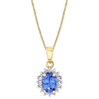 Tanzanite (1 ct. t.w.) & Diamond (1/5 ct. t.w.) Halo 18" Pendant Necklace in 10k Gold