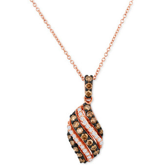 Chocolate Diamond (3/8 ct. t.w.) & Vanilla Diamond (1/10 ct. t.w.) Swirl 18" Pendant Necklace in 14k Rose Gold