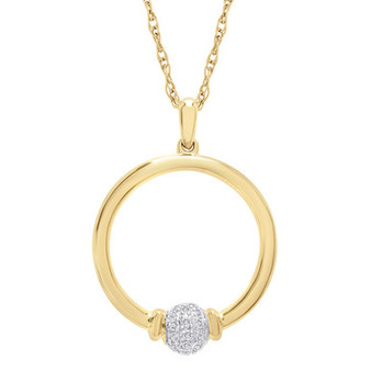 Diamond Circle Pendant Necklace (1/10 ct. t.w.) in 14k Gold, 18" + 2" extender, Created for Macy's