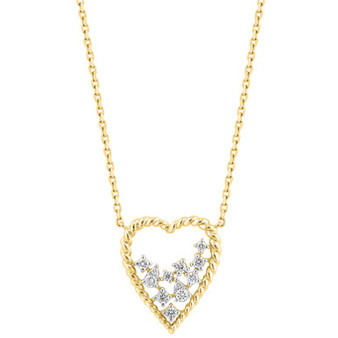 EFFY® Diamond Scattered Cluster Heart 18" Pendant Necklace (1/4 ct. t.w.) in 14k Gold