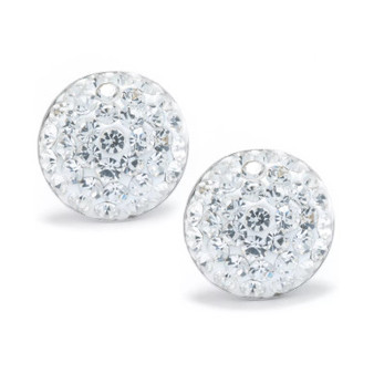 Crystal Pave Stud Earrings in Sterling Silver. Available in Clear, Blue, Gray, Red or Multi