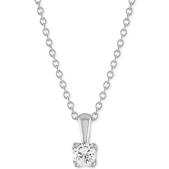 Certified Diamond 18" Pendant Necklace (1/3 ct. t.w.) in 14k White Gold featuring diamonds with the De Beers Code of Origin, Created for Macy's
