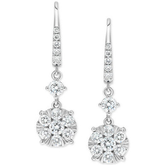 Diamond Linear Cluster Drop Earrings (2 ct. t.w.) in 14k White Gold