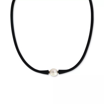 EFFY® Cultured Freshwater Pearl (11mm) Black Silicone 14" Choker Necklace (Also available in Light Blue, Turquoise or Pink)