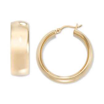 Wide Polished Small Hoop Earrings in 14k Gold-Plated Sterling Silver, 20mm