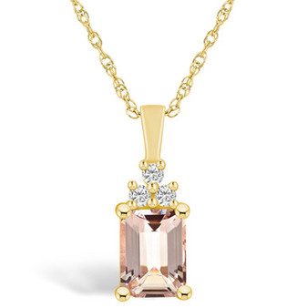 Morganite (1-3/8 Ct. T.W.) and Diamond (1/10 Ct. T.W.) Pendant Necklace in 14K Yellow Gold